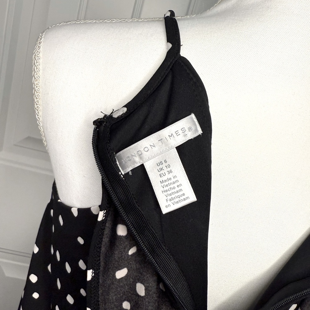 London Times Black and White Polka Dot Pant Romper Halter - Picture 9 of 10